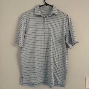 Peter Millar Men's Blue Striped Polo Size Medium